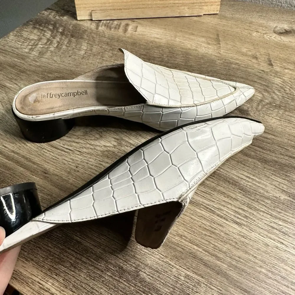Jeffrey Campbell White Novit Pointed Toe Mules Size 7 - Picture 12 of 13